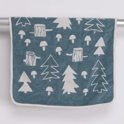 Babyfilt (Vit, Blå) från Klippan Ekologisk bomull