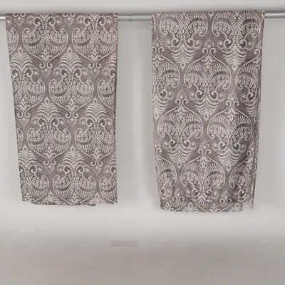 Rod pocket curtain (Brown, White) from Svanefors Polyester