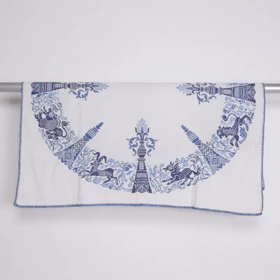 Bordsduk (Blå, Vit) Bomull