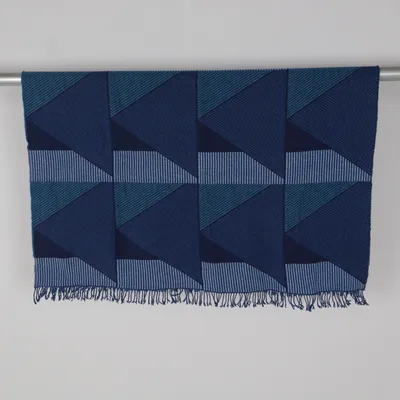 Wolldecke (Blau, Mehrfarbig) Baumwolle, Polyester