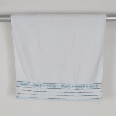 Badhanddoek (Wit, Blauw) van Cawo Katoen