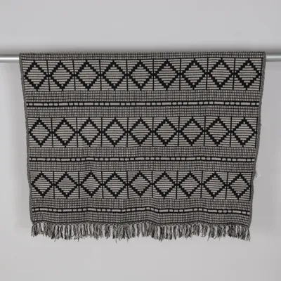 Geweven tapijt (Zwart, Beige) van Bloomingville Acryl, Katoen, Polyester, Viscose