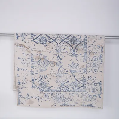 Short pile rug (White, Blue)