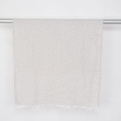 Woven rug (Beige, White) Recycled cotton