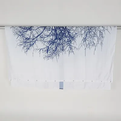 Douchegordijn (Wit, Blauw) Polyester