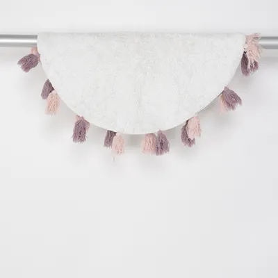 Fladvævet tæppe (Hvid, Pink, Lilla)