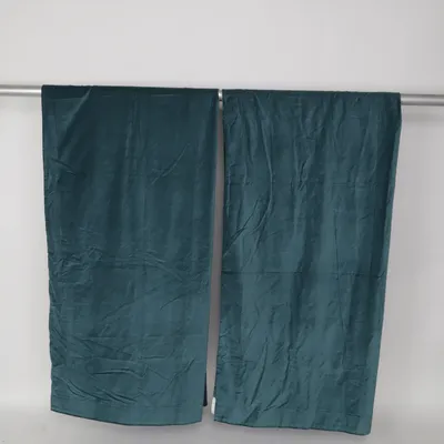Gardin med rynkebånd (Petroleumsgrøn) fra H&M Home Bomuld