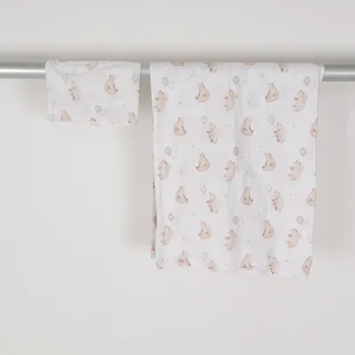 Bed set (White, Brown) from Newbie by KappAhl Organic cotton