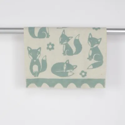 Babyfilt (Vit, Grön) från Klippan Ull