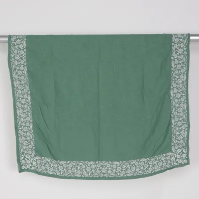 Bordsduk (Grön, Vit) Bomull, Linne, Modal