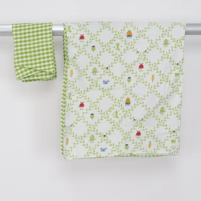 Bäddset (Vit, Grön, Flerfärgad) Bomull