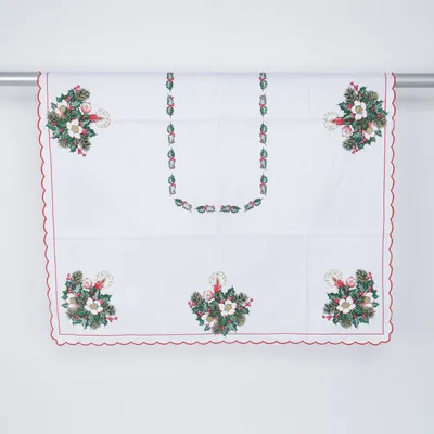 Tablecloth (White, Multicolored) Cotton, Polyester