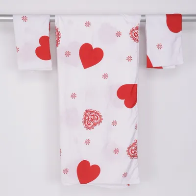 Bäddset (Vit, Röd)