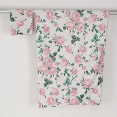 Parure de lit (Blanc, Rose, Vert)