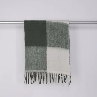 Pläd (Vit, Grön) från Strömshaga Akryl, Polyester, Ull