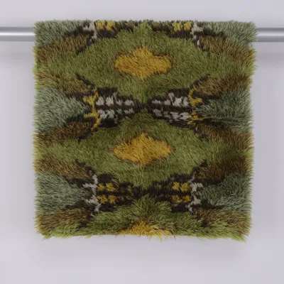 Long pile rug (Green, Yellow, Multicolored)