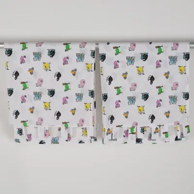 Rod pocket curtain (White, Multicolored) from Barbapapa Cotton, Polyester