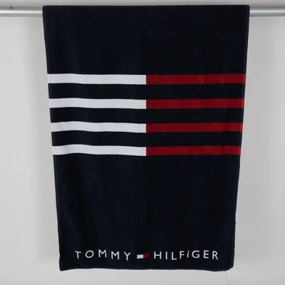 Serviette de plage (Bleu, Rouge, Blanc) de Tommy Hilfiger Coton