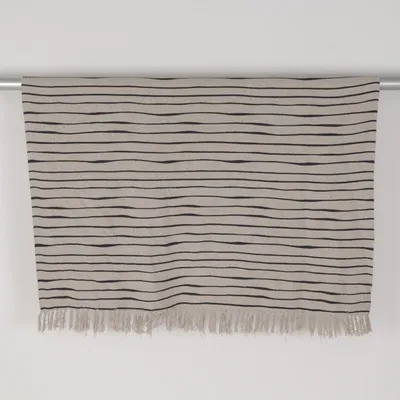 Couverture (Beige, Noir) de Bloomingville Coton, Polyester, Viscose