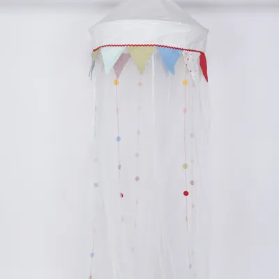Bed canopy (White, Multicolored) Cotton, Polyester