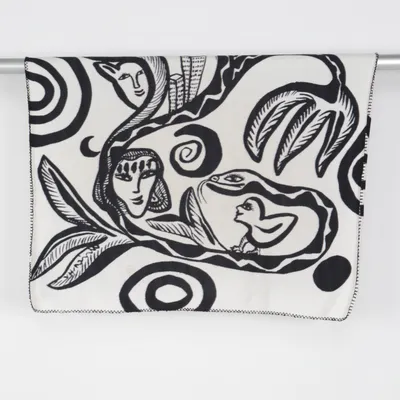 Filt (Vit, Svart) från Kosta Linnewäfveri