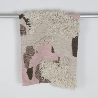 Ryatæppe (Pink, Hvid, Brun) fra H&M Home Bomuld, Uld
