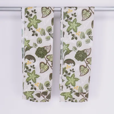 Gordijn aan roede (Groen, Meerkleurig) Katoen, Polyester