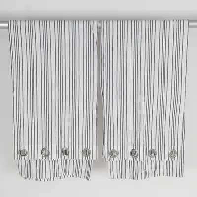 Eyelet curtain (White, Gray) Cotton