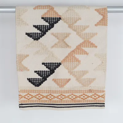 Fladvævet tæppe (Beige, Sort, Brun)