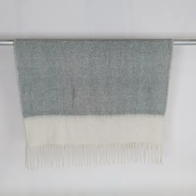 Blanket (Gray, White) from Åhléns Acrylic, Polyamide, Polyester, Wool