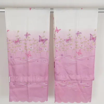 Gardin med rynkebånd (Pink, Hvid, Flerfarvet)