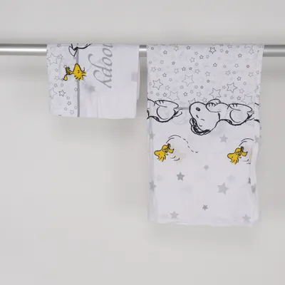 Bäddset (Vit, Svart, Grå) från Peanuts Bomull