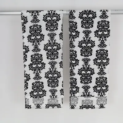 Kurzgardine (Schwarz, Weiß) Polyester, Viskose