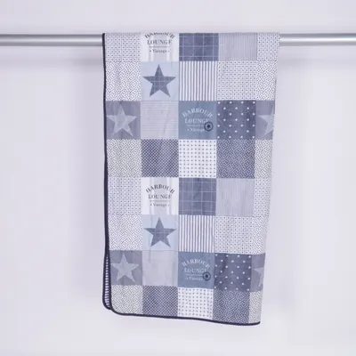 Pläd (Blå, Vit) från Oeko-tex Bomull, Polyester