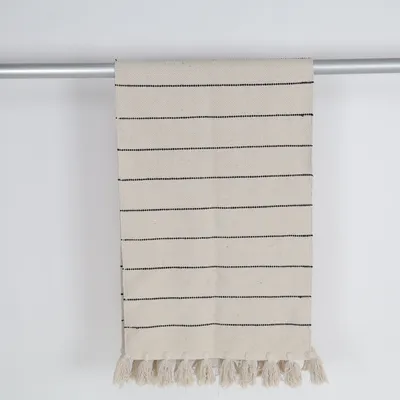 Fladvævet tæppe (Beige, Sort)