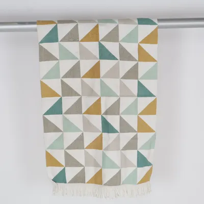 Laagpolig vloerkleed (Wit, Groen, Geel) van Maisons du Monde Katoen