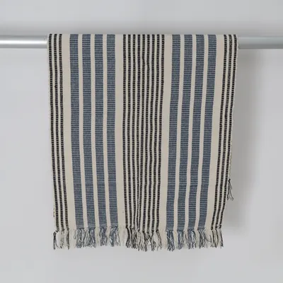 Woven rug (Blue, White, Black) from Madam Stoltz Cotton