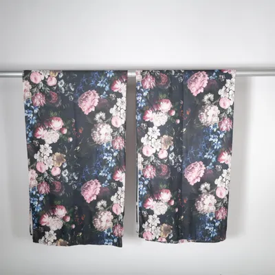 Rod pocket curtain (Black, Multicolored) from Mio Polyester