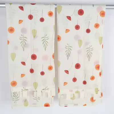 Rideau à œillets (Beige, Multicolore) Coton, Polyester