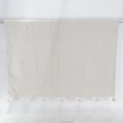 Tæpppe (Beige, Sort) fra H&M Home Bomuld, Polyester, Viscose