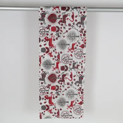 Gardinkappa (Vit, Röd, Grå) från Hemtex Bomull