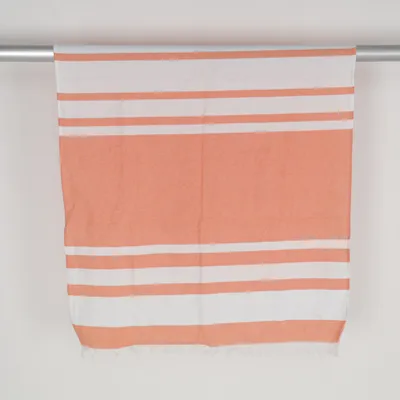 Strandhandduk (Orange, Vit) från Vichy Återvunnen bomull, Återvunnen polyester
