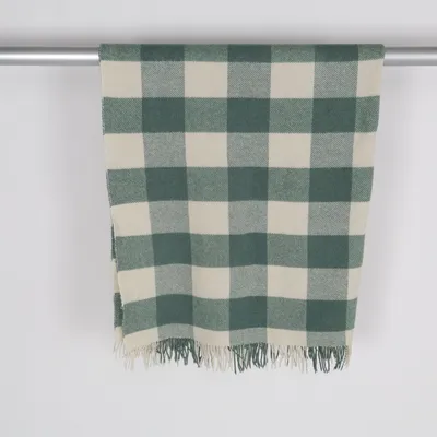 Tæpppe (Grøn, Hvid) fra Royal Wool Uld