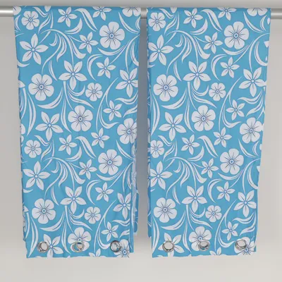 Eyelet curtain (Blue, White)