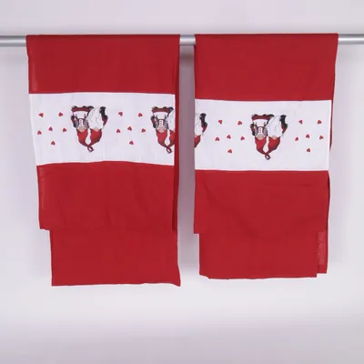 Rod pocket curtain (Red, White) from Standard Cotton