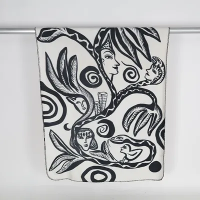 Blanket (Black, White) from Kosta Linnewäfveri
