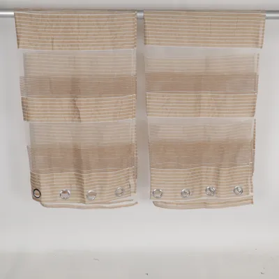 Öljettgardin (Beige, Vit) från Solbacka Hemtextil Polyester