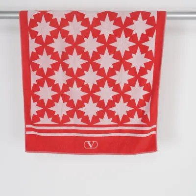 Badhanddoek (Rood, Wit) van Valentino Katoen