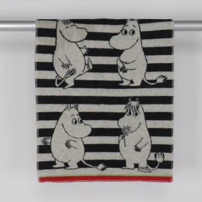 Filt (Svart, Vit, Röd) från Klippan Ull