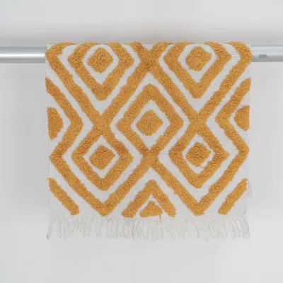 Tapis tissé (Jaune, Blanc)